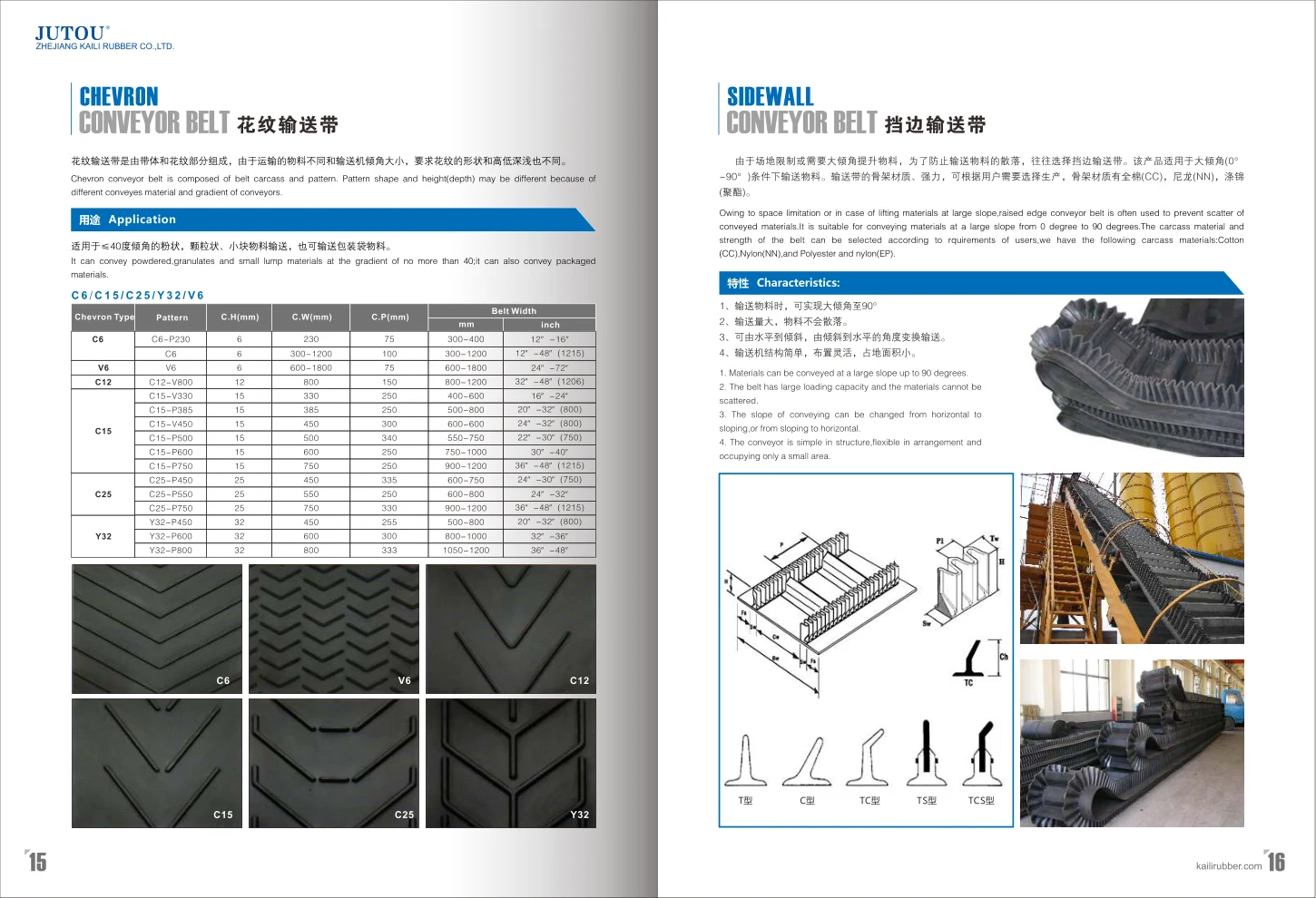 Supplied catalogue spread including Chevron technical information